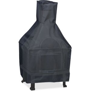 Chiminea Cover, Outdoor, Insulated, Waterproof, 420D Polyester, pvc Coating, HxD: 110x51 cm, Protection, Black - Relaxdays