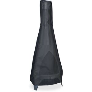 Chiminea Cover, Outdoor, Insulated, Waterproof, 420D Polyester, pvc Coating, HxD: 120x44 cm, Protection, Black - Relaxdays