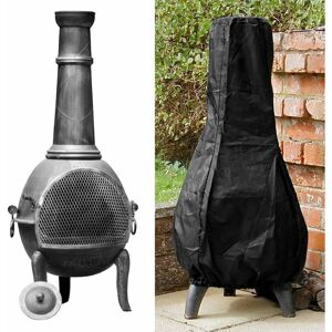 Patio Heater Cover Outdoor Chimenea Covers Waterproof Heavy Duty Garden Heater Rain Sun uv Protection 1.2m Tall Black - Rhafayre