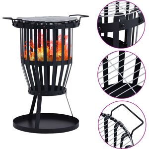 BERKFIELD HOME Royalton Garden Fire Pit Basket with BBQ Grill Steel 47.5 cm