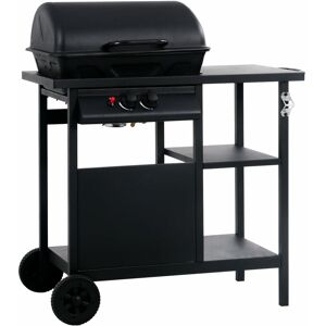 BERKFIELD HOME Royalton Gas bbq Grill with 3-layer Side Table Black