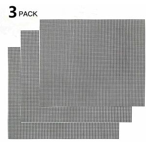 HOOPZI Set of 3 Grill Mats - Rectangular Baking Mat, Permanent Baking Mats, Non-Stick Coating, lfgb and fda Approved (Black, 42 ​​ 36cm)