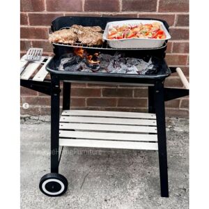 Uniquehomefurniture - Small bbq Grill Portable Wheels Charcoal Barbecue Outdoor Camping Cook Smoker