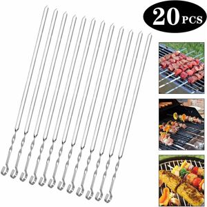 LANGRAY Stainless Steel bbq Meat Skewers, Metal Skewers 38 cm Flat - Pack of 20