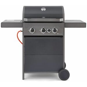 Stealth 3000 T978501 3 Burner Gas bbq with Additional Side Burner, Side Table, Precision Thermometer, Cabinets and Rust Proof Design, Black - Tower