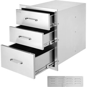 Stainless Steel bbq 3-Drawer Storage 45x58 cm Kitchen Drawers Door Chrome Plated - Vevor