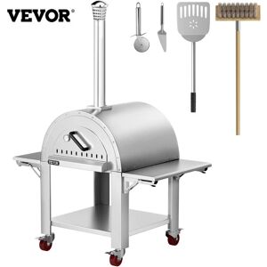 VEVOR Wood Fired Outdoor Pizza Oven, 32' Size, 3-Layer Stainless Steel Pizza Maker with Wheels for Outside Kitchen, Includes Pizza Stone, Pizza Peel, and