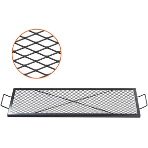 VEVOR X-Marks Fire Pit Grill Grate, Rectangle Cooking Grate, Heavy Duty Steel Campfire bbq Grill Grid with Handle & Support x Wire, Portable Camping