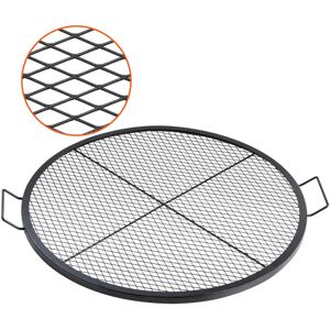 VEVOR X-Marks Fire Pit Grill Grate, Round Cooking Grate, Heavy Duty Steel Campfire bbq Grill Grid with Handle and Support x Wire, Portable Camping Cookware