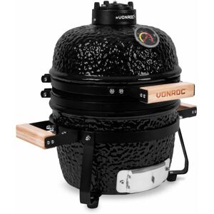 Vonroc - Kamado barbecue 13 inch - Ø27cm cooking surface - charcoal barbecue - ceramic - tabletop - Incl. base, thermometer, plate setter & rain cover