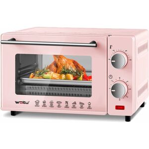 WOLTU Mini Oven 10 Litre. 650W Electric Oven. Small Table Top Oven. 100-230°C. 60 Min. Timer. with Baking Tray. Grill Rack. Removal Handle. Pink - Pink