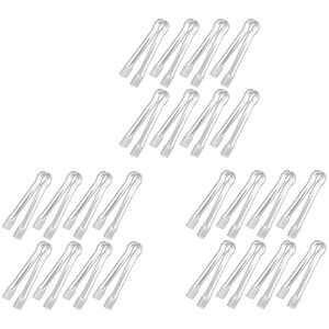 TLILY 24 Pieces Plastic Serving Tongs for Buffet Mini Utensils Appetizers Kitchen Clear 6.3 Inch Small Ice Cream