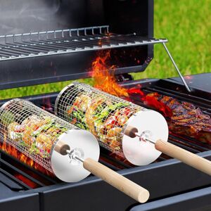 IKODM 304 Stainless Steel Nesting Basket Set with Removable Handle, Vegetable Shrimp bbq Accessories, Camping Charcoal Grill, Gift for Men, Dad, Husband