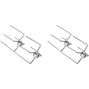 Tlily - 4 Pcs bbq Rotisserie Meat Forks Tongs Grill Meatpicks Stainless Steel Barbecue Skewer