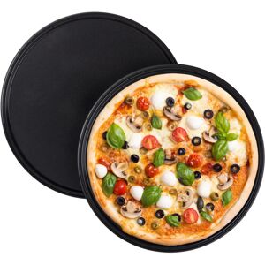 Relaxdays - Pizza Tray, Set Of 4, Round, Nonstick, Pizza & Tarte Flambée, Carbon Steel, Dough Tray, ∅ 32 cm, Grey