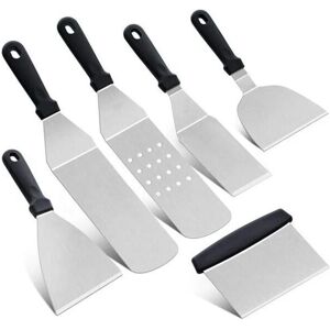 TONCHEAN Barbecue Utensil,Set of 6 Kitchen Spatula Stainless Steel Grilling Spatula Scraping Pancakes Teppanyaki Kitchen Cooking Tool TONCHEAN Barbecue Utensil,Set of 6 Kitchen Spatula Stainless Steel Grilling Spatula Scraping Pancakes Teppanyaki Kitchen Cooking Tool