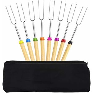 ORCHIDÉE Bbq Sticks bbq Sticks Set Marshmallow Roasting Sticks Stainless Steel Hot Dog Fork with Wooden Handle Consists of 8 Stainless Steel Telescopic Skewers ORCHIDÉE Bbq Sticks bbq Sticks Set Marshmallow Roasting Sticks Stainless Steel Hot Dog Fork with Wooden Handle Consists of 8 Stainless Steel Telescopic Skewers