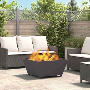 vidaXL Black Square Steel Fire Pit - Outdoor Fire Pit vidaXL Black Square Steel Fire Pit - Outdoor Fire Pit