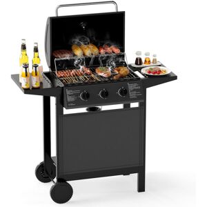 COSTWAY 3-Burner Propane Gas Grill 24,000 BTU Outdoor Cooking Grill-Black COSTWAY 3-Burner Propane Gas Grill 24,000 BTU Outdoor Cooking Grill-Black