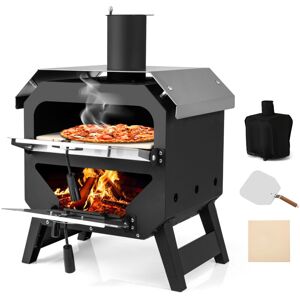 COSTWAY 45 cm Outdoor Pizza Oven Portable Wood-Fired Pizza Stove-Black COSTWAY 45 cm Outdoor Pizza Oven Portable Wood-Fired Pizza Stove-Black