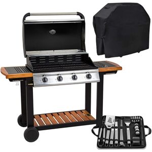 Embermann - Modena 4 Burner Gas Barbecue with Free Heavy-Duty Cover & Deluxe bbq Tool Set Embermann - Modena 4 Burner Gas Barbecue with Free Heavy-Duty Cover & Deluxe bbq Tool Set