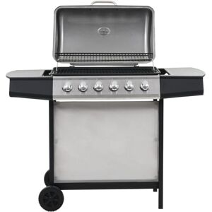 Gas BBQ Grill with 6 Cooking Zones Stainless Steel Silver vidaXL Gas BBQ Grill with 6 Cooking Zones Stainless Steel Silver vidaXL