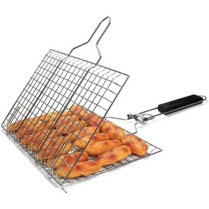 AOUGO Grill Basket with Wooden Handle, Foldable Portable BBQ Grill Basket, Grill Fish Basket Clip, Clip Grill Basket, with Detachable Handle and Storage Bag AOUGO Grill Basket with Wooden Handle, Foldable Portable BBQ Grill Basket, Grill Fish Basket Clip, Clip Grill Basket, with Detachable Handle and Storage Bag