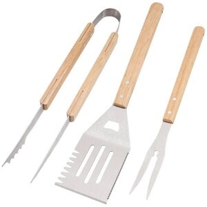 Set de barbecue, 3 ustensiles avec manches en bois - Groofoo Set de barbecue, 3 ustensiles avec manches en bois - Groofoo