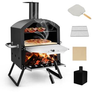 Costway - Outdoor Pizza Oven Wood Fired Pizza Maker Chimney Pizza Peel Stone Cooking Grill Costway - Outdoor Pizza Oven Wood Fired Pizza Maker Chimney Pizza Peel Stone Cooking Grill
