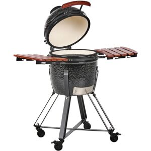 BELIANI Charcoal BBQ Grill KAMADO Ceramic Black BELIANI Charcoal BBQ Grill KAMADO Ceramic Black