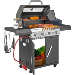 Outsunny - 4+1 Burner Gas bbq Grill with Clear View Lid, Thermometer, Black Outsunny - 4+1 Burner Gas bbq Grill with Clear View Lid, Thermometer, Black