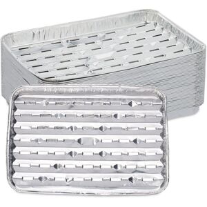 Relaxdays Set of 40 Aluminium Trays, HWD: 3 x 34 x 22 cm, Square, with Holes, Indirect Grilling BBQ Tray 260 °C, Silver Relaxdays Set of 40 Aluminium Trays, HWD: 3 x 34 x 22 cm, Square, with Holes, Indirect Grilling BBQ Tray 260 °C, Silver
