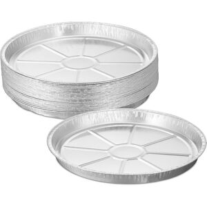 Relaxdays - Aluminium Serving Trays, Set of 25, HxØ: 3 x 27.5 cm, Round Barbecue Dishes, Drip Pans, Grill Plates, Silver Relaxdays - Aluminium Serving Trays, Set of 25, HxØ: 3 x 27.5 cm, Round Barbecue Dishes, Drip Pans, Grill Plates, Silver