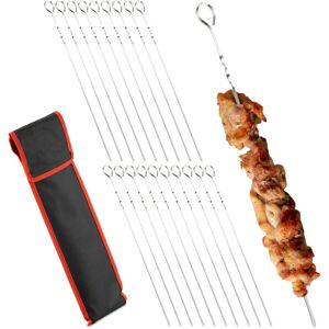 Barbecue Skewers, Stainless Steel, Set of 20, with Bag, Kebab Meat & Vegetables, 39 cm Length, Metal, Silver - Relaxdays Barbecue Skewers, Stainless Steel, Set of 20, with Bag, Kebab Meat & Vegetables, 39 cm Length, Metal, Silver - Relaxdays