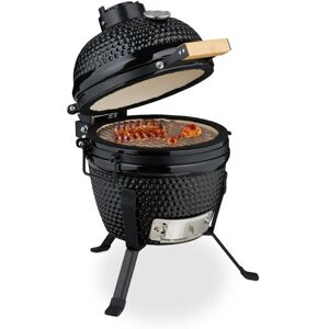 Relaxdays Kamado Barbecue, Ø 26 cm, Ceramic BBQ Grill, with Thermometer up to 450°C, Outdoor Cooking, Smoker, Egg, Black Relaxdays Kamado Barbecue, Ø 26 cm, Ceramic BBQ Grill, with Thermometer up to 450°C, Outdoor Cooking, Smoker, Egg, Black