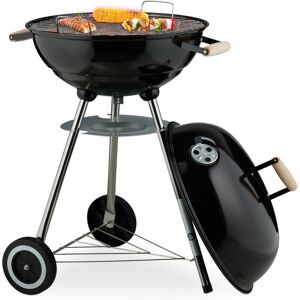 Relaxdays - Kettle bbq, ø 44 cm Grill, Outdoor Charcoal Barbecue with Wheels, Freestanding, Ash Catcher, Smoker, Black Relaxdays - Kettle bbq, ø 44 cm Grill, Outdoor Charcoal Barbecue with Wheels, Freestanding, Ash Catcher, Smoker, Black