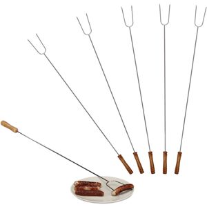 Relaxdays - Meat Skewers Set of 18, Wooden Handle, Secure, Universal, 80 cm Long, Stainless Steel, Silver/Natural Relaxdays - Meat Skewers Set of 18, Wooden Handle, Secure, Universal, 80 cm Long, Stainless Steel, Silver/Natural