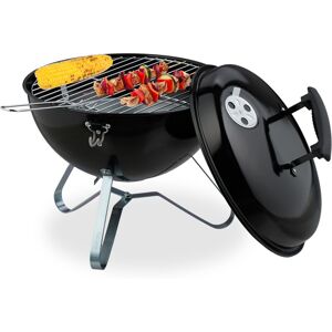 Relaxdays - Portable Kettle Barbecue, ø 37 cm, Round Charcoal Grill, for Picnics, Garden & Park, bbq with Lid, Black Relaxdays - Portable Kettle Barbecue, ø 37 cm, Round Charcoal Grill, for Picnics, Garden & Park, bbq with Lid, Black