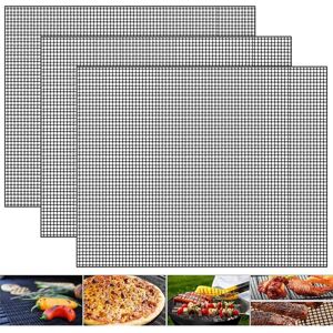 3Pcs bbq Grill Mat Non-Stick Black Barbecue Grilling Mesh Reusable Heat Resistant Cooking Accessories for Vegetables Baking Seafood - Sollbry 3Pcs bbq Grill Mat Non-Stick Black Barbecue Grilling Mesh Reusable Heat Resistant Cooking Accessories for Vegetables Baking Seafood - Sollbry