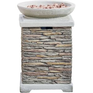 TEAMSON HOME Outdoor Gas Fire Pit Column, Smokeless Firepit, Garden Heater, Includes Lava Rocks & Cover - Stone Effect - 40,000 btu - 50 x 50 x 72 (cm) - Teamson TEAMSON HOME Outdoor Gas Fire Pit Column, Smokeless Firepit, Garden Heater, Includes Lava Rocks & Cover - Stone Effect - 40,000 btu - 50 x 50 x 72 (cm) - Teamson