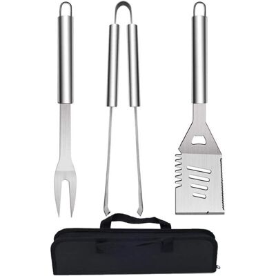 TEHTUY 3-Piece BBQ Tool Set, Stainless Steel Barbecue Tools, Kitchen Utensil Set, BBQ Grill Tool Kit, Barbecue Accessories TEHTUY 3-Piece BBQ Tool Set, Stainless Steel Barbecue Tools, Kitchen Utensil Set, BBQ Grill Tool Kit, Barbecue Accessories