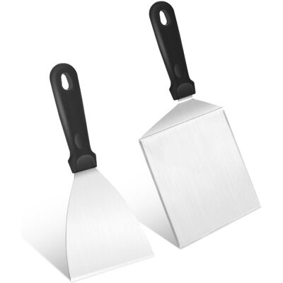 2 Piece Set Teppanyaki Spatula, Plastic Handle, Perfect for Smashing Burgers - Csparkv 2 Piece Set Teppanyaki Spatula, Plastic Handle, Perfect for Smashing Burgers - Csparkv
