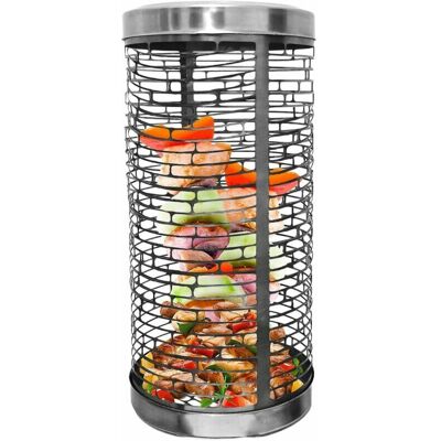 DEWDAT Grill Basket Cylindrical Stainless Steel Grilling Basket - Easy Clean Ribbed Basket for Grilling, Smoking, bbq, Roasting DEWDAT Grill Basket Cylindrical Stainless Steel Grilling Basket - Easy Clean Ribbed Basket for Grilling, Smoking, bbq, Roasting