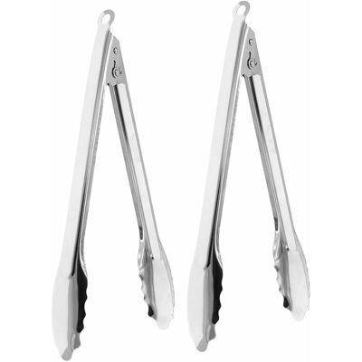 TEHTUY Kitchen tongs for grilling and BBQ, 2-pack large thickened locking stainless steel tongs for grilling and barbecuing (silver, 12 inches) TEHTUY Kitchen tongs for grilling and BBQ, 2-pack large thickened locking stainless steel tongs for grilling and barbecuing (silver, 12 inches)