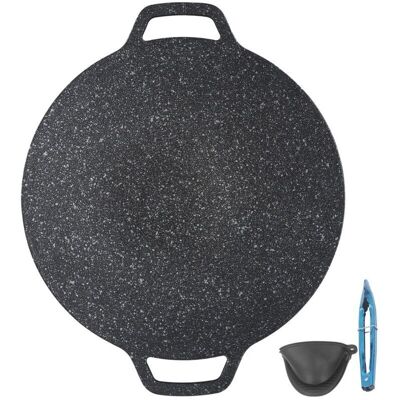 TEHTUY Korean BBQ Round Grill High Thermal Conductivity Easy to Clean Cooking Plate for Indoor and Outdoor Cooking 38cm/15in TEHTUY Korean BBQ Round Grill High Thermal Conductivity Easy to Clean Cooking Plate for Indoor and Outdoor Cooking 38cm/15in