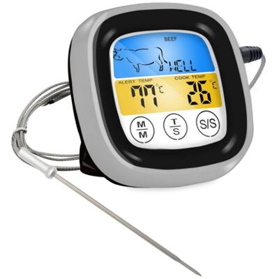 Serbia - Thermomètre à viande numérique pour four barbecue grill cuisine cuisson des aliments avec 1 sonde et minuterie (sonde étanche) Serbia - Thermomètre à viande numérique pour four barbecue grill cuisine cuisson des aliments avec 1 sonde et minuterie (sonde étanche)