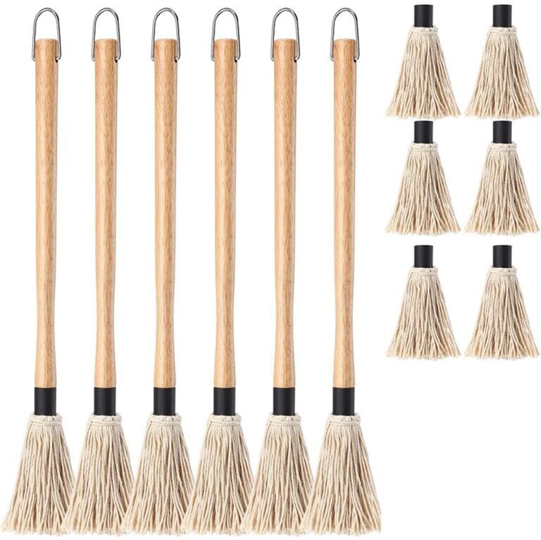 TLILY Mop with 6 Extra Replacement Heads BBQ Sauce Basting Mops Brush