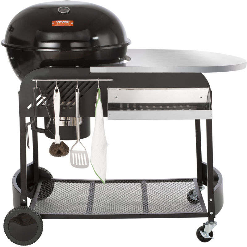 Mophorn - 21 inch Portable Charcoal Grill, Propane Gas Kettle Grills with Cover and Cart, Heavy Duty Iron bbq Grill, Freestanding Smoker for Outdoor