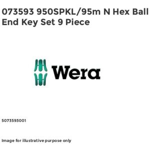 Wera - 073593 950SPKL/95m n Hex Ball End Key Set 9 Piece