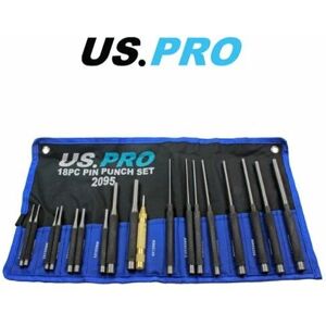 Us Pro - 18pc Pin Punch Set With Automotive Centre Punch 2095